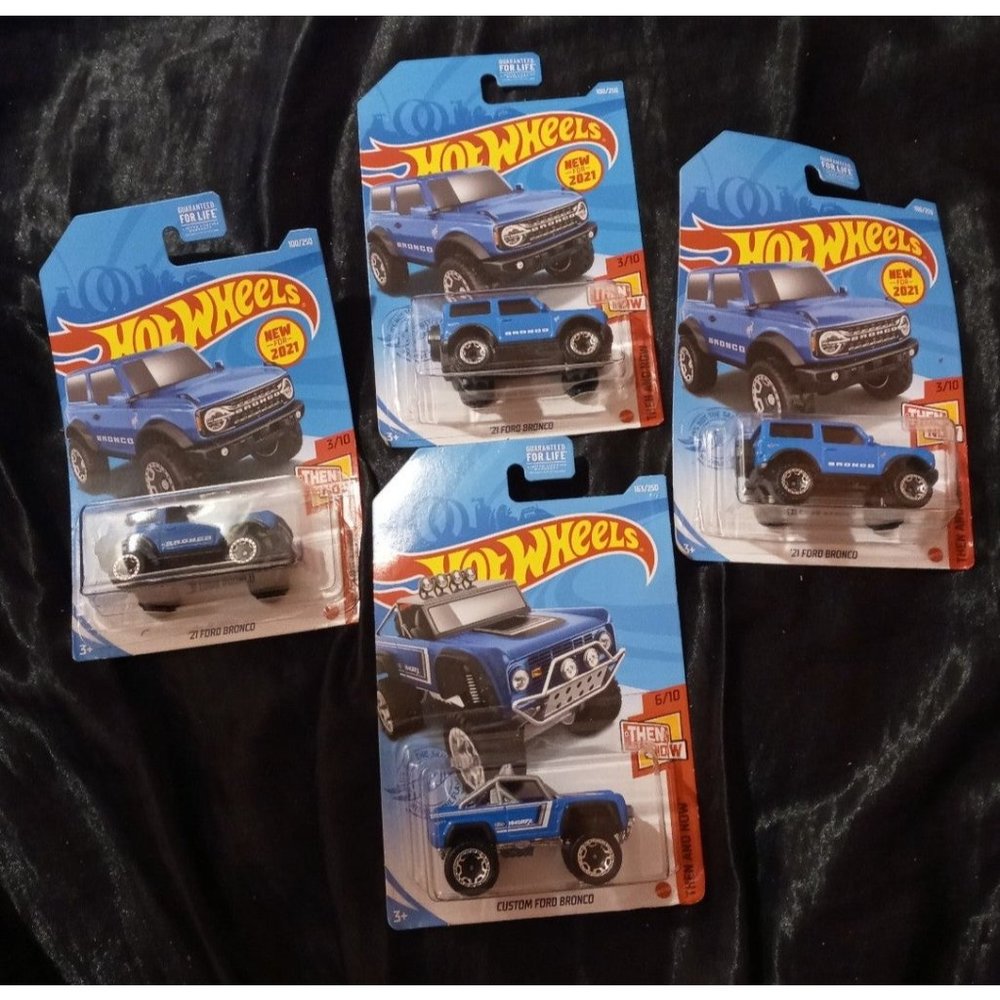 (4) Hot Wheels Ford Bronco Custom Lot Blue Then And Now